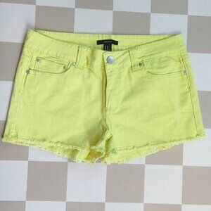 FOREVER21 Neon Yellow Lime Cutoff Jean Shorts - Size 31